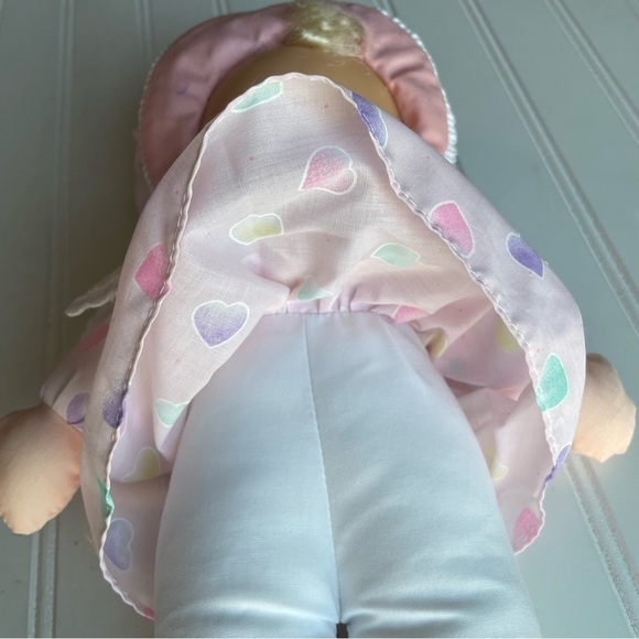 Vintage Jesvi Plush Baby Doll plastic face Blonde Hair Pink Outfit Rare Toy - Picture 4 of 6